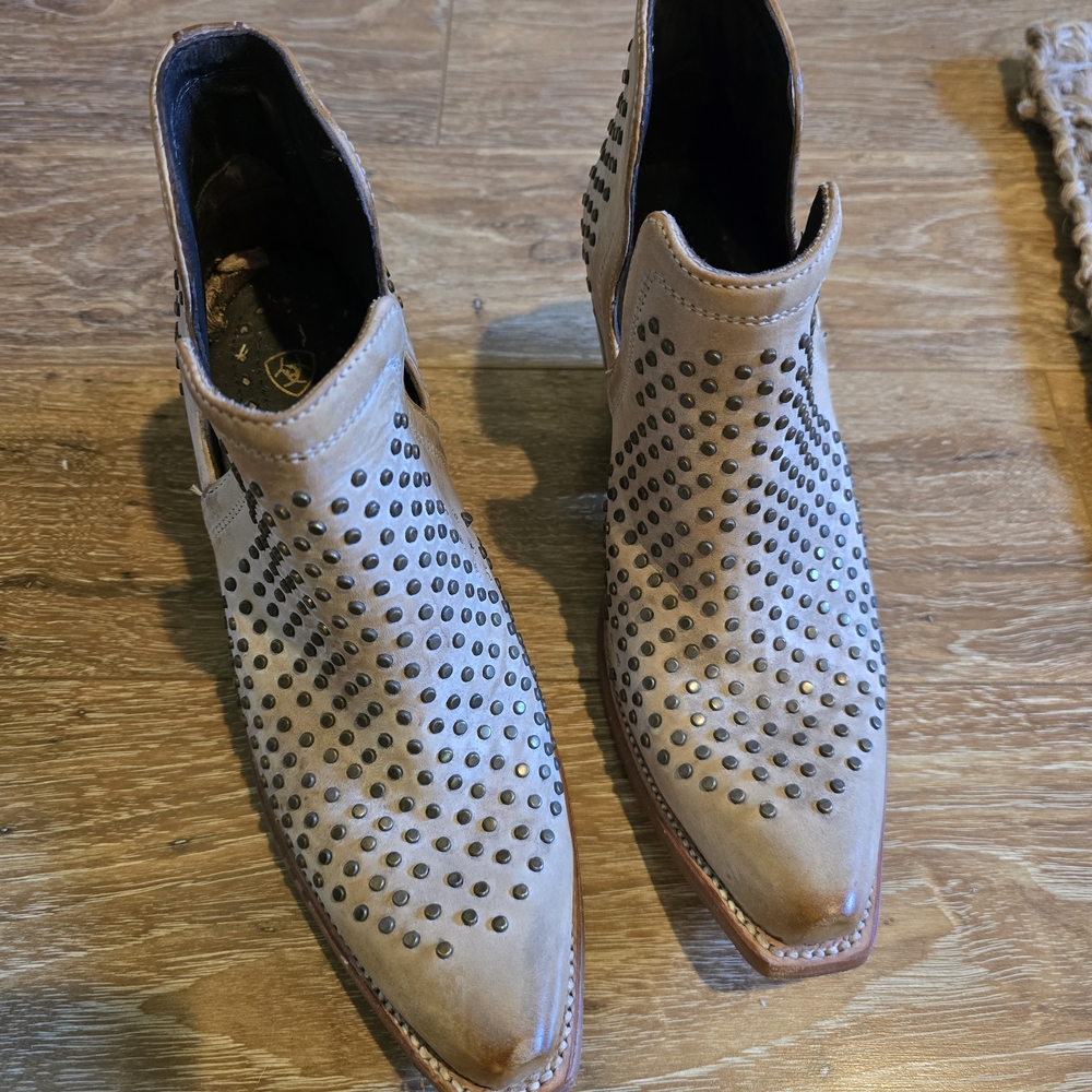 Ariat Tan Studded Ankle Boots